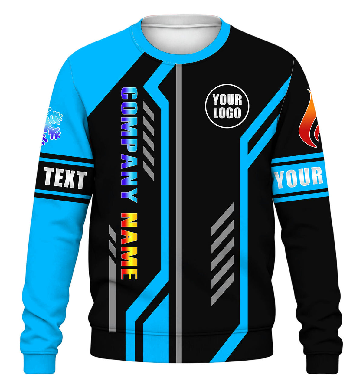 Precision Stripe custom HVAC long sleeve shirt – blue – front