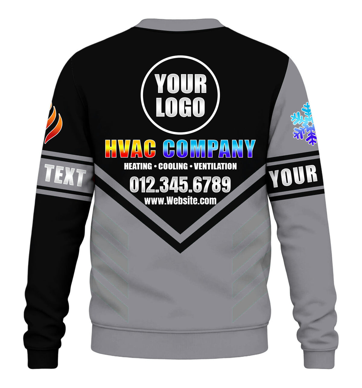 Precision Stripe custom HVAC long sleeve shirt – gray – back