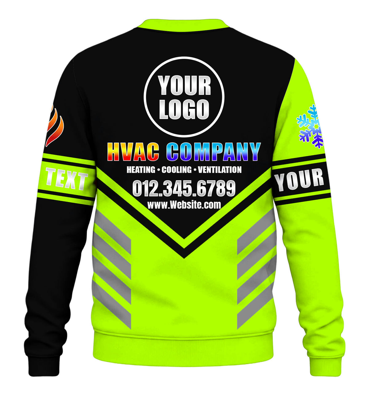 Precision Stripe custom HVAC long sleeve shirt – lime – back