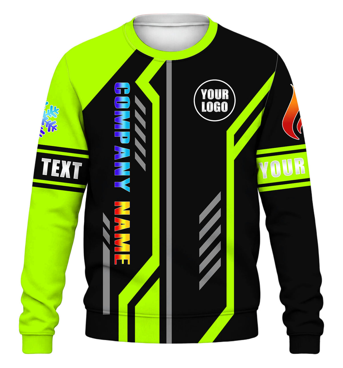 Precision Stripe custom HVAC long sleeve shirt – lime – front