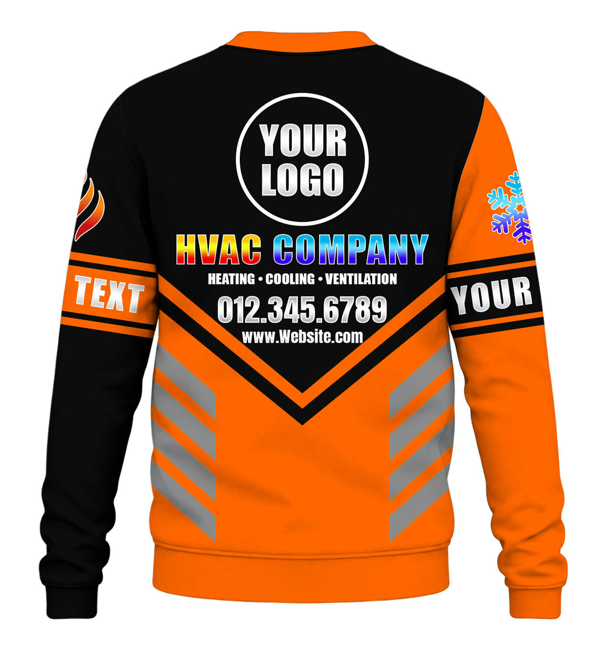 Precision Stripe custom HVAC long sleeve shirt – orange – back