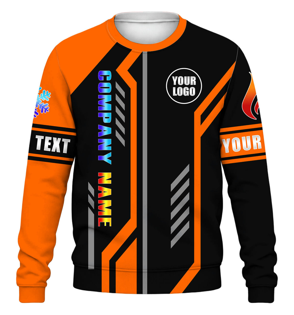 Precision Stripe custom HVAC long sleeve shirt – orange – front