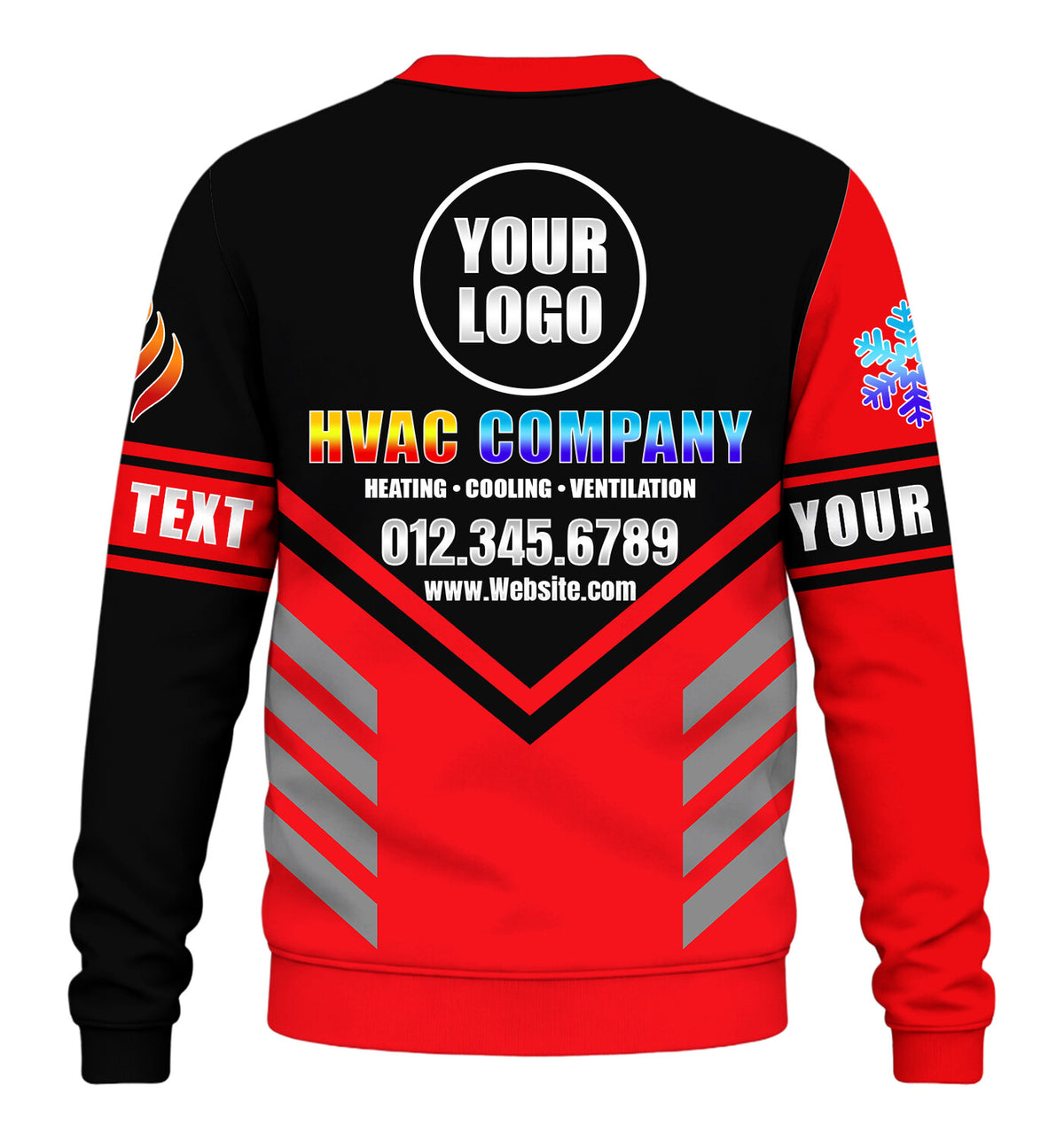 Precision Stripe custom HVAC long sleeve shirt – red – back