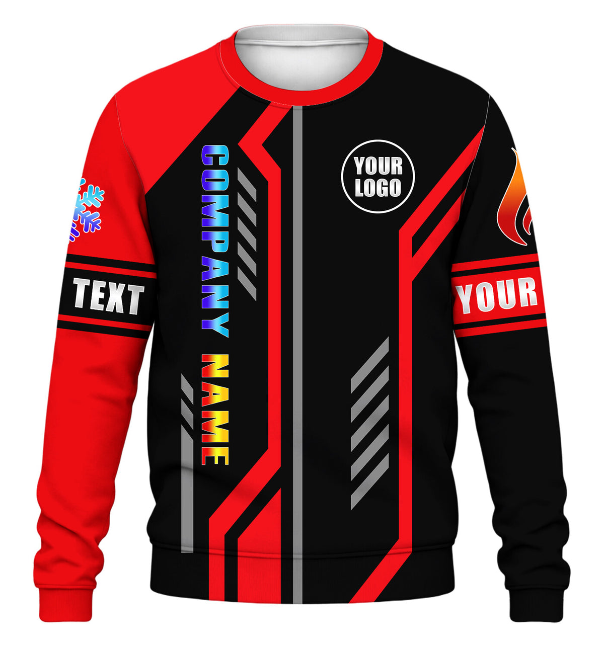 Precision Stripe custom HVAC long sleeve shirt – red – front
