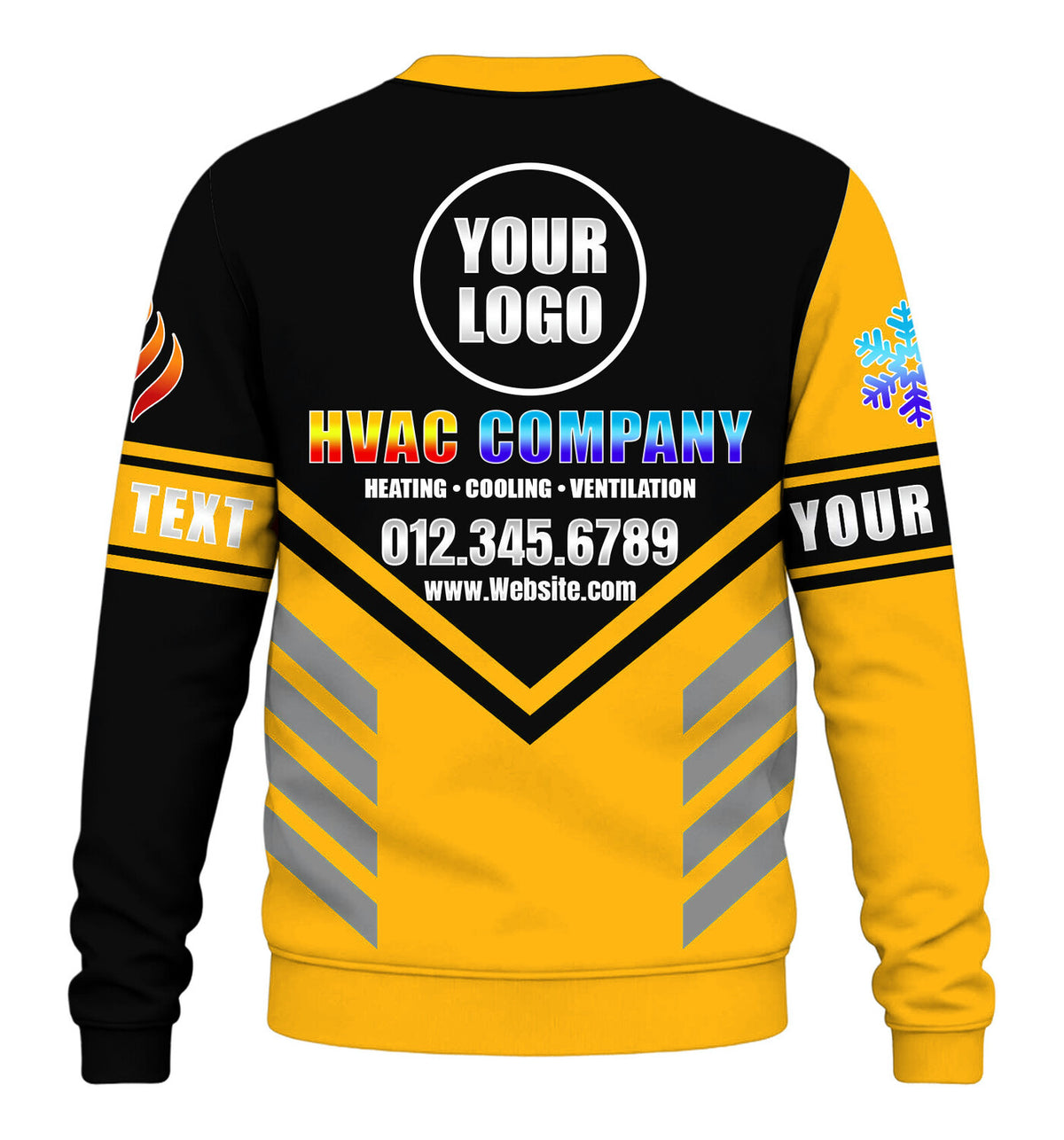 Precision Stripe custom HVAC long sleeve shirt – yellow – back