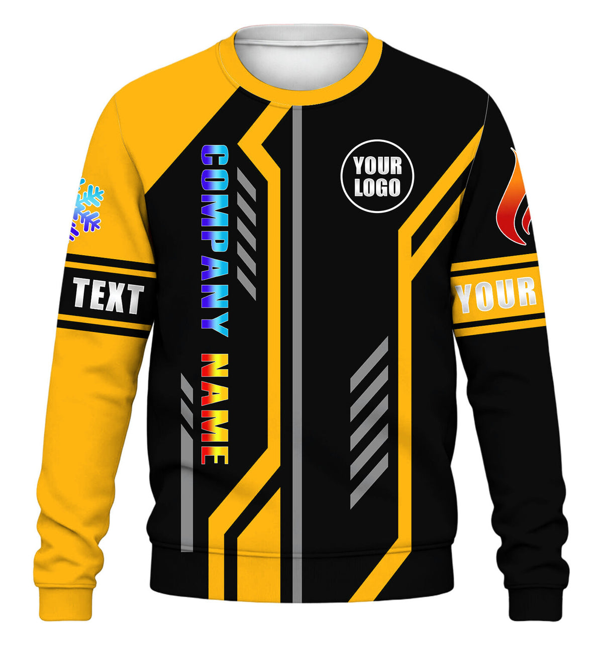 Precision Stripe custom HVAC long sleeve shirt – yellow – front
