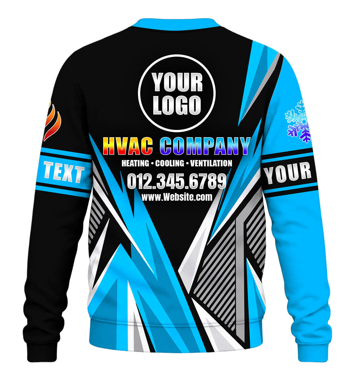Lightning custom HVAC long sleeve shirt – blue – back