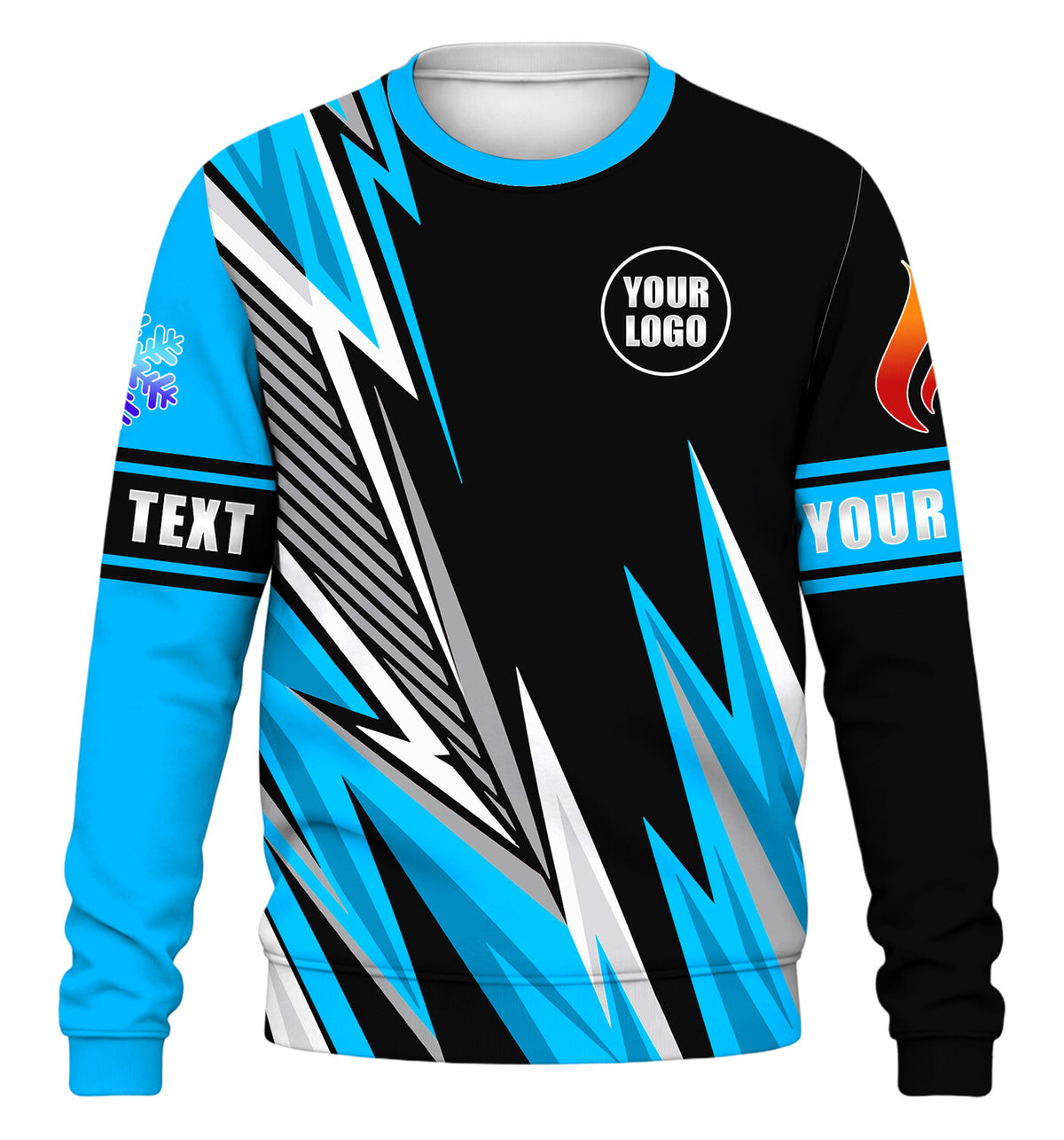Lightning custom HVAC long sleeve shirt – blue – front