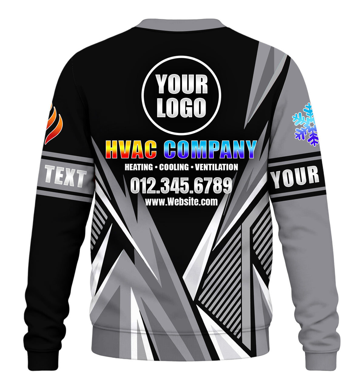 Lightning custom HVAC long sleeve shirt – gray – back