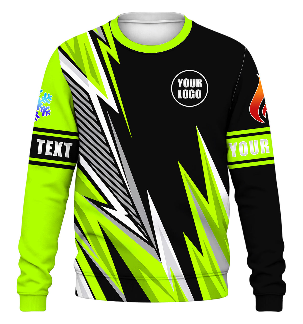 Lightning custom HVAC long sleeve shirt – lime – front