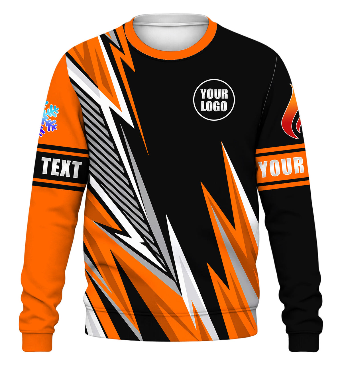 Lightning custom HVAC long sleeve shirt – orange – front