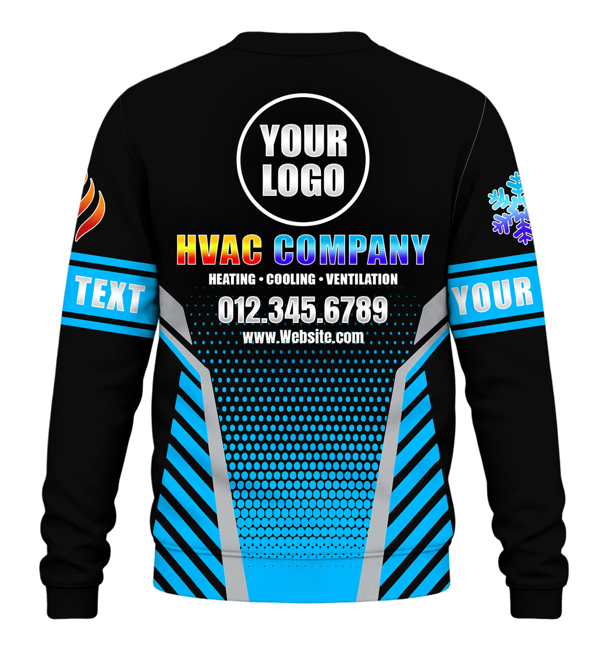 Hex Grid custom HVAC long sleeve shirt – blue – back