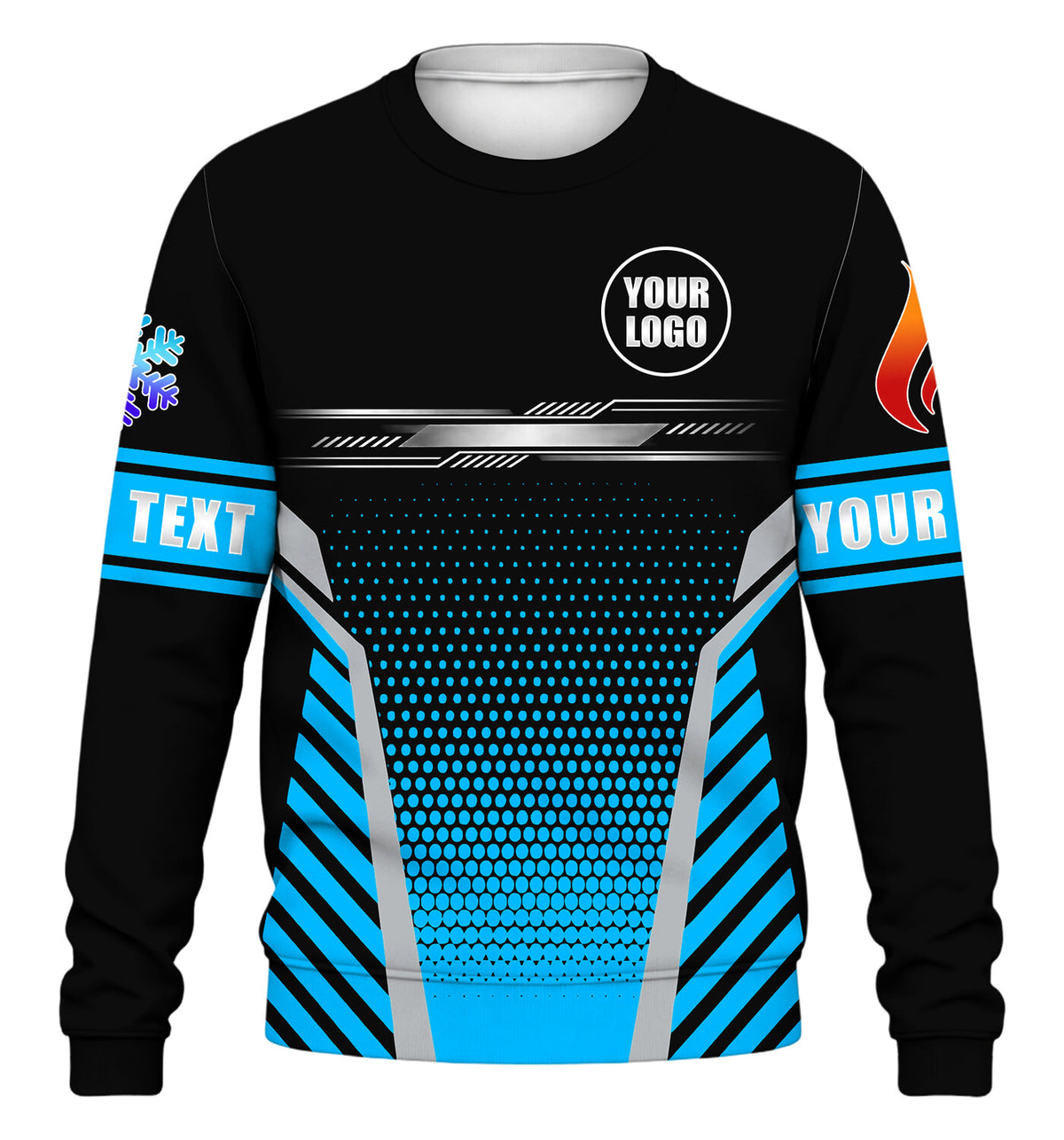 Hex Grid custom HVAC long sleeve shirt – blue – front