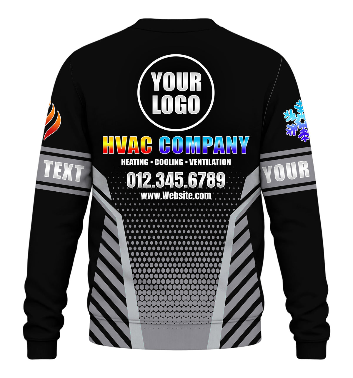 Hex Grid custom HVAC long sleeve shirt – gray – back