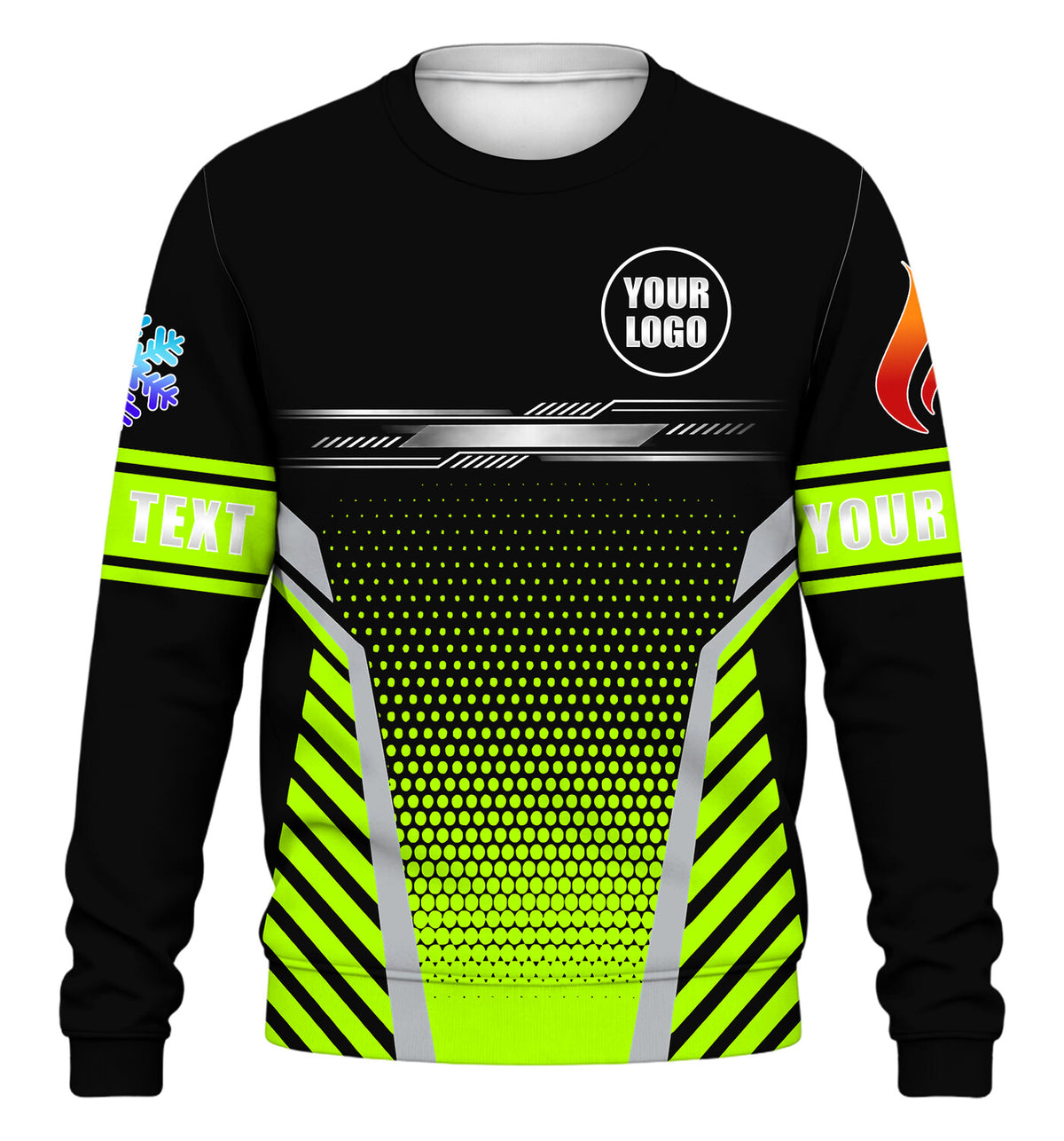 Hex Grid custom HVAC long sleeve shirt – lime – front