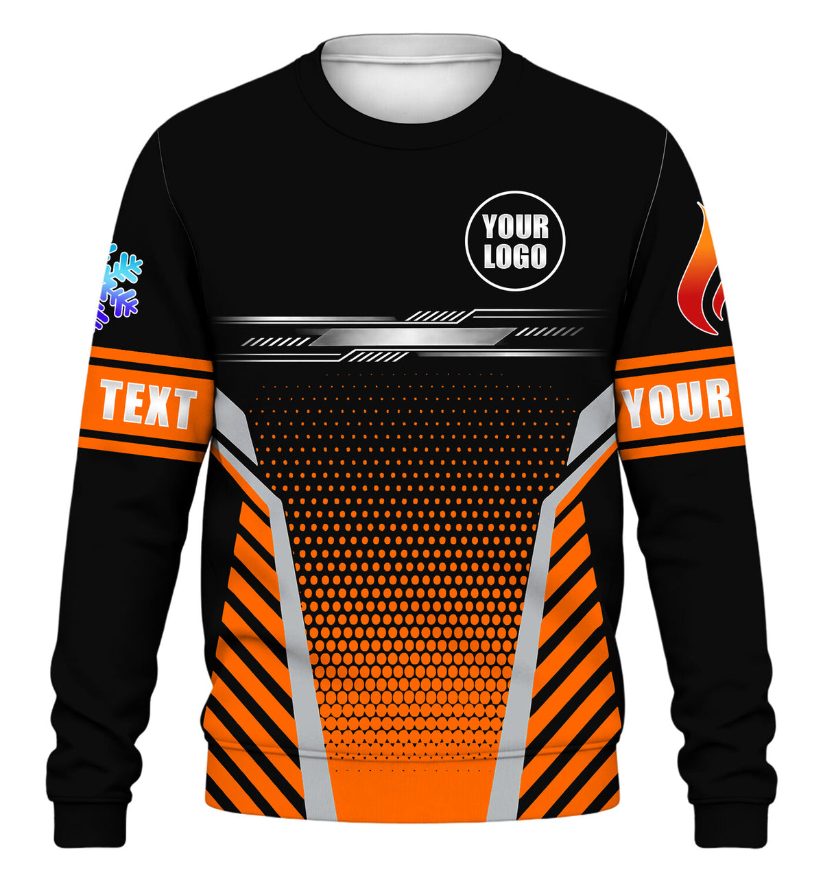 Hex Grid custom HVAC long sleeve shirt – orange – front