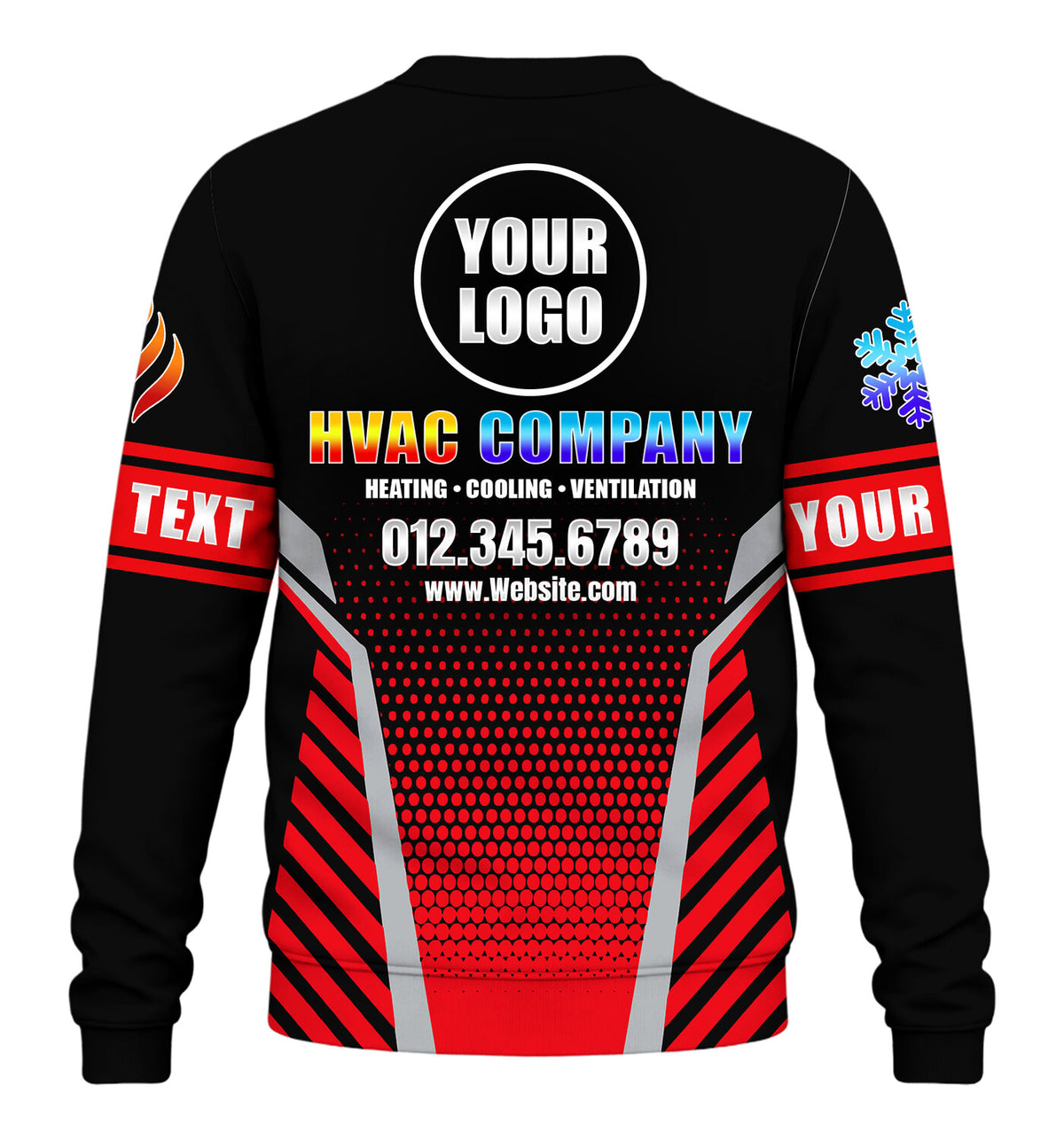 Hex Grid custom HVAC long sleeve shirt – red – back