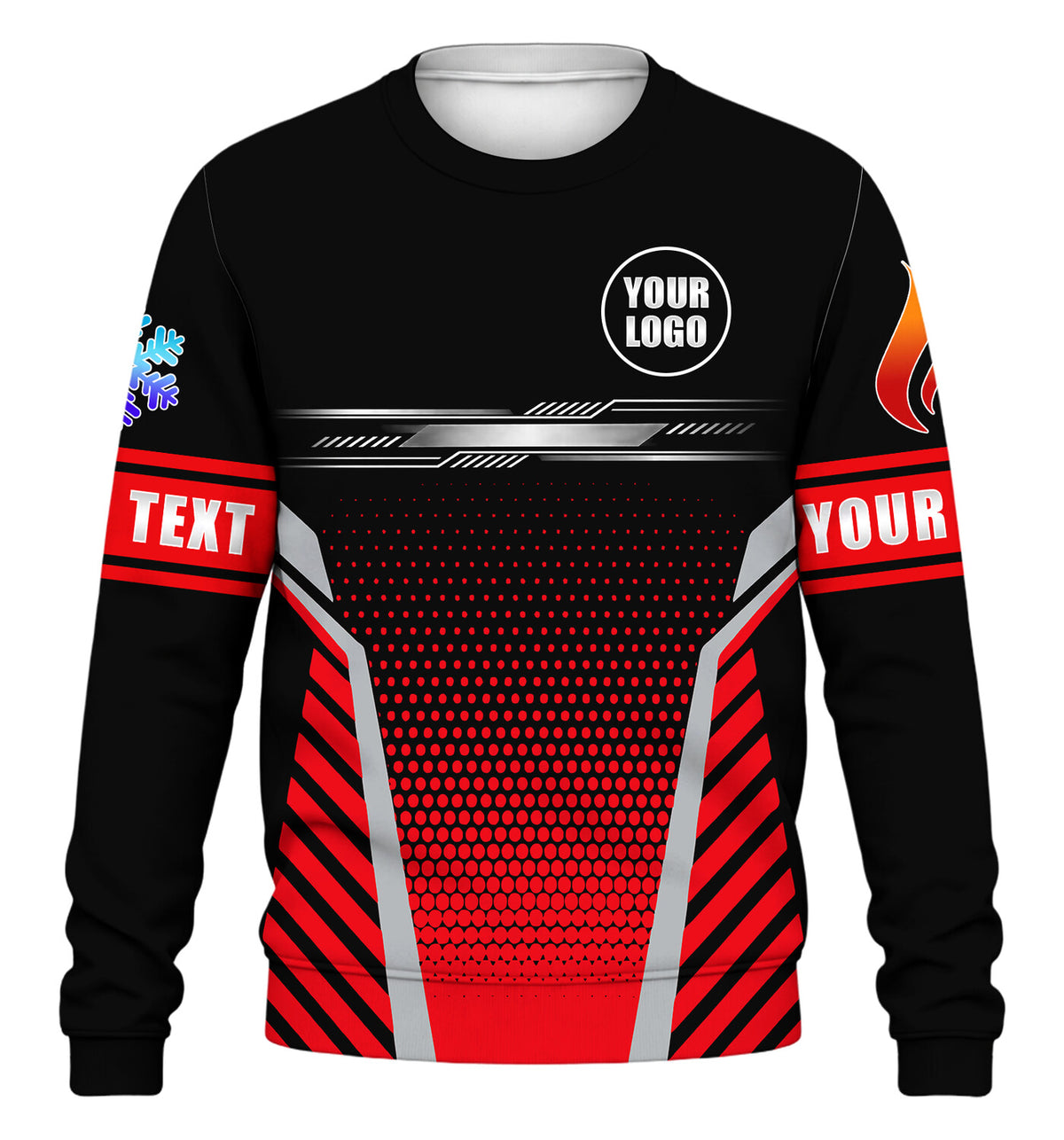 Hex Grid custom HVAC long sleeve shirt – red – front