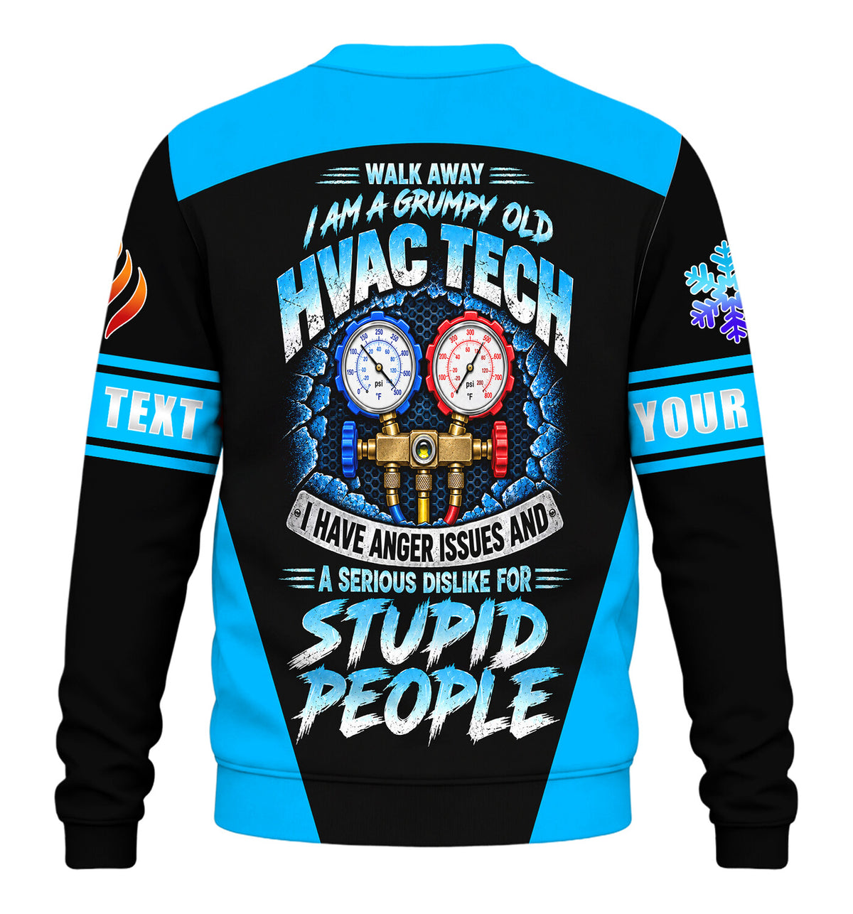 Grumpy Tech custom HVAC long sleeve shirt – blue – back