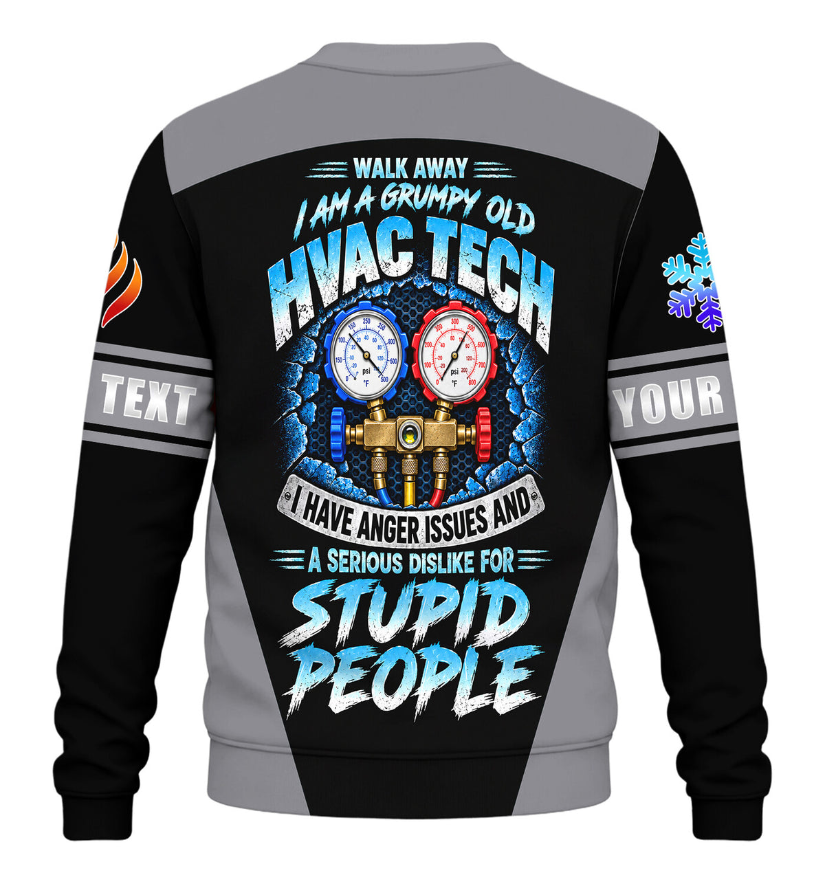 Grumpy Tech custom HVAC long sleeve shirt – gray – back