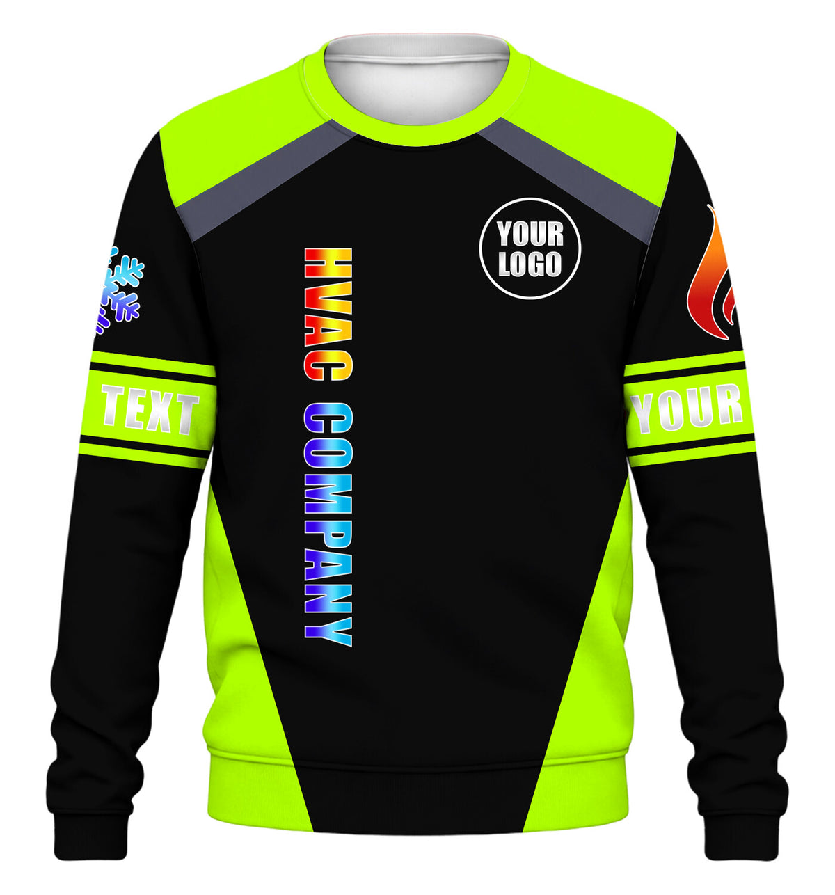 Grumpy Tech custom HVAC long sleeve shirt – lime – front