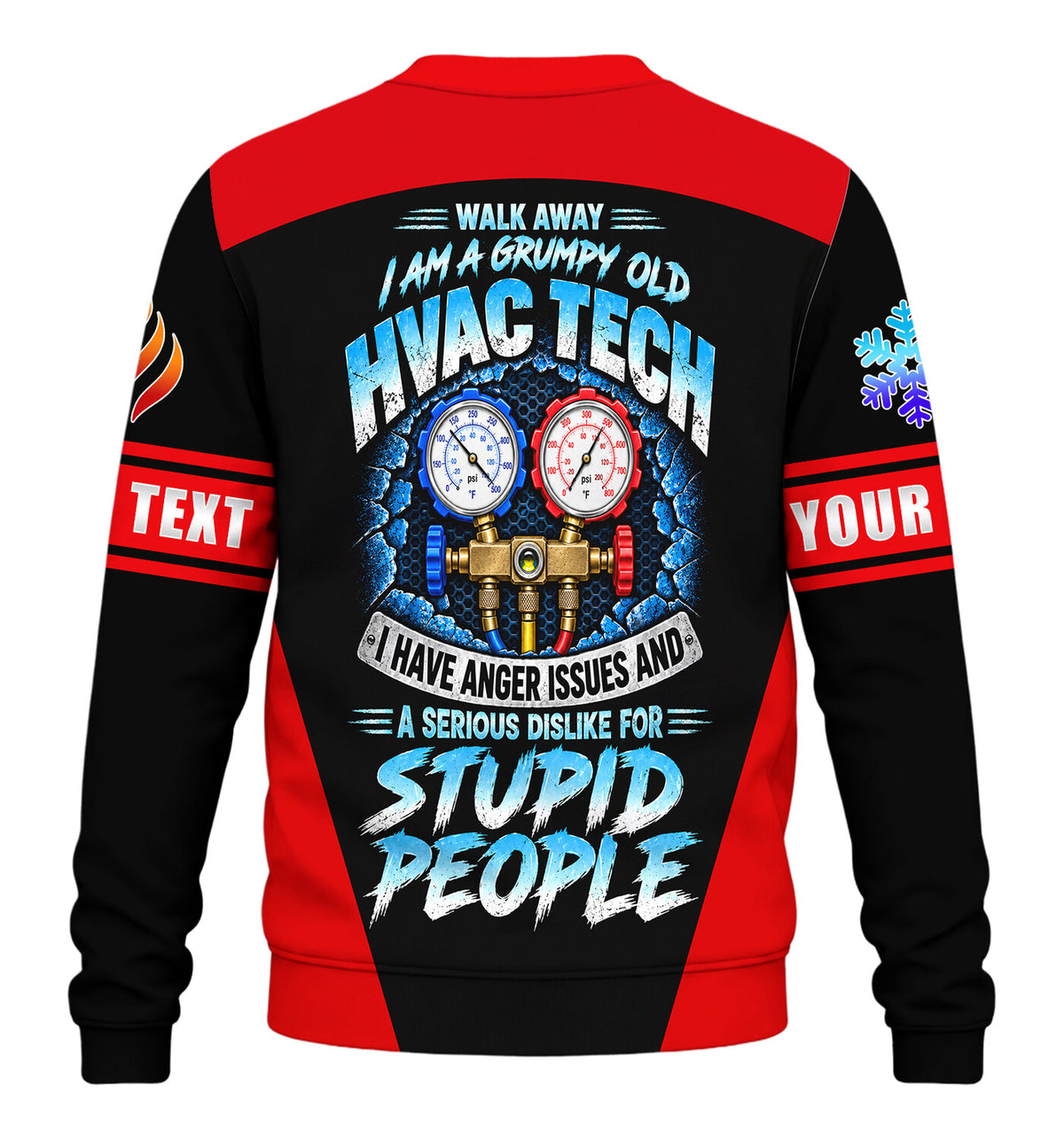 Grumpy Tech custom HVAC long sleeve shirt – red – back