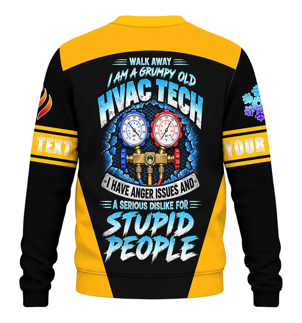 Grumpy Tech custom HVAC long sleeve shirt – yellow – back