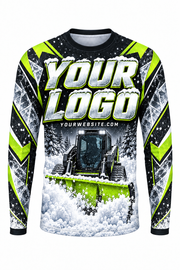 Lime Patrol B custom snow removal crew uniform, long sleeve front view