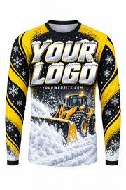 Hazard Yellow A custom snow removal crew uniform, long sleeve front view