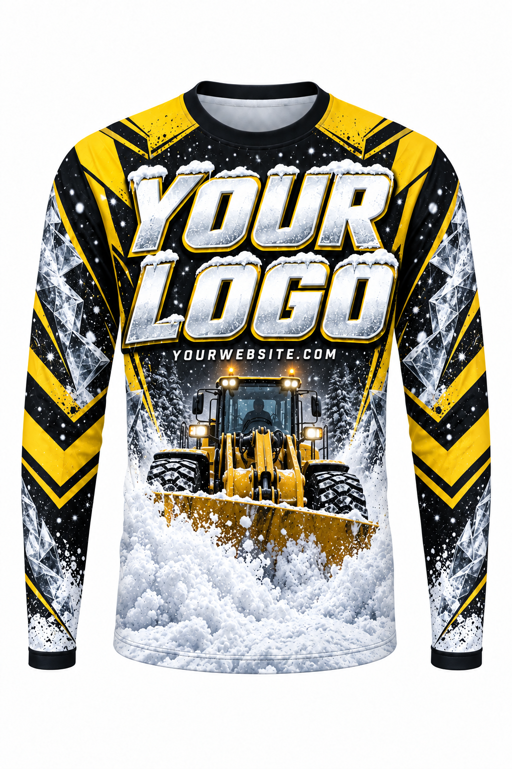 Hazard Yellow B custom snow removal crew uniform, long sleeve front view