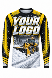 Hazard Yellow C custom snow removal crew uniform, long sleeve front view