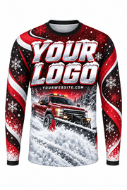 Crimson Storm A custom snow removal crew uniform, long sleeve front view