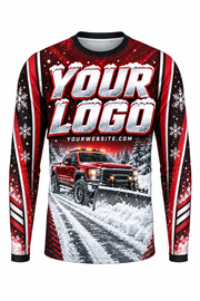 Crimson Storm C custom snow removal crew uniform, long sleeve front view
