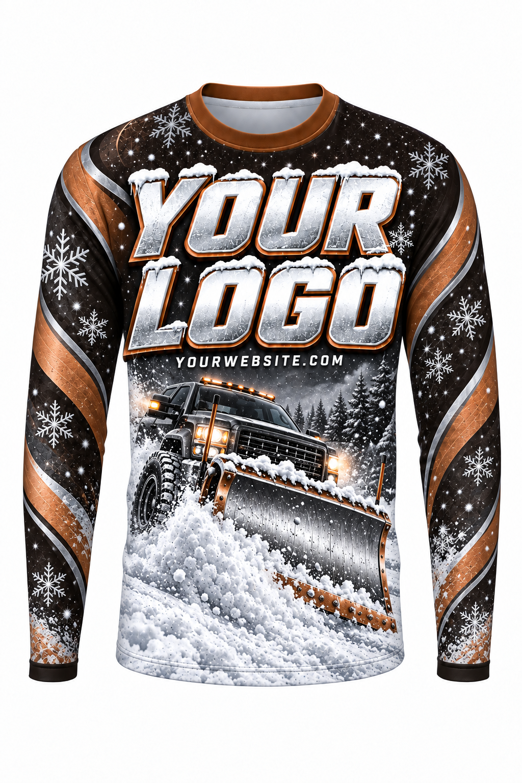 Copper Frost A custom snow removal crew uniform, long sleeve front view