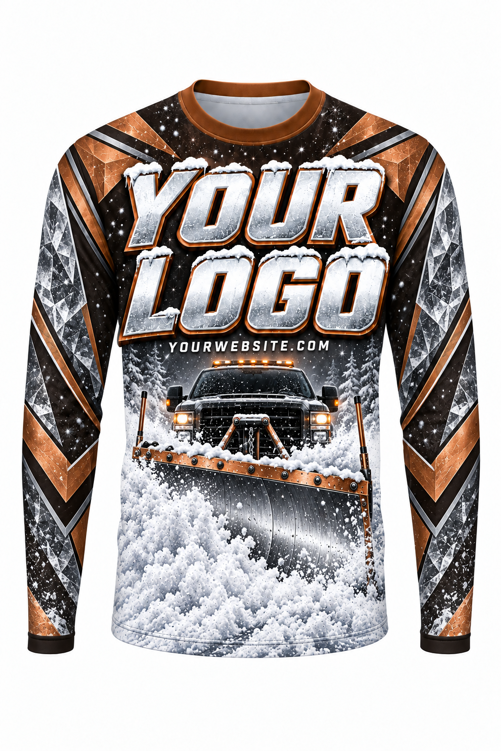 Copper Frost B custom snow removal crew uniform, long sleeve front view