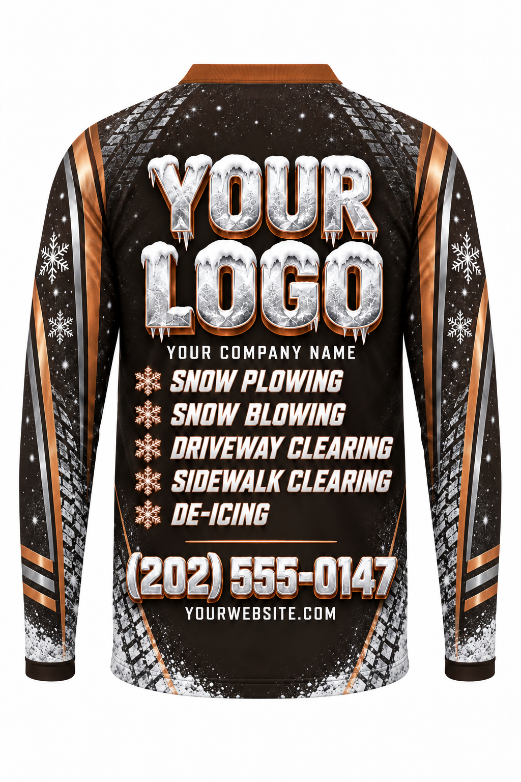 Copper Frost C custom snow removal crew uniform, long sleeve back view