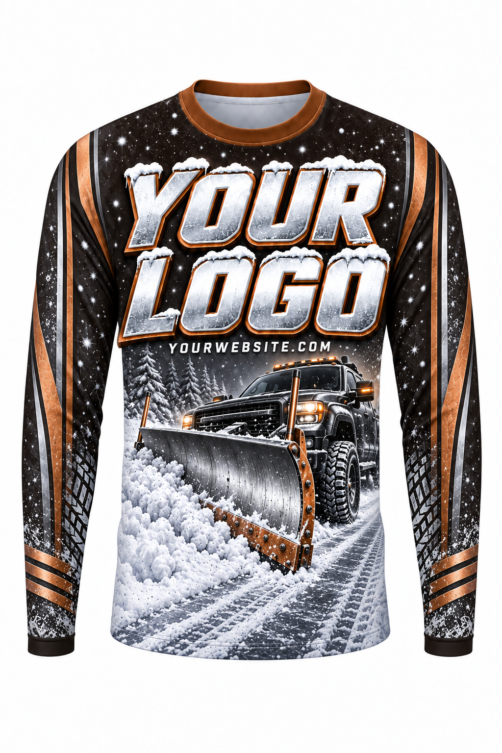 Copper Frost C custom snow removal crew uniform, long sleeve front view