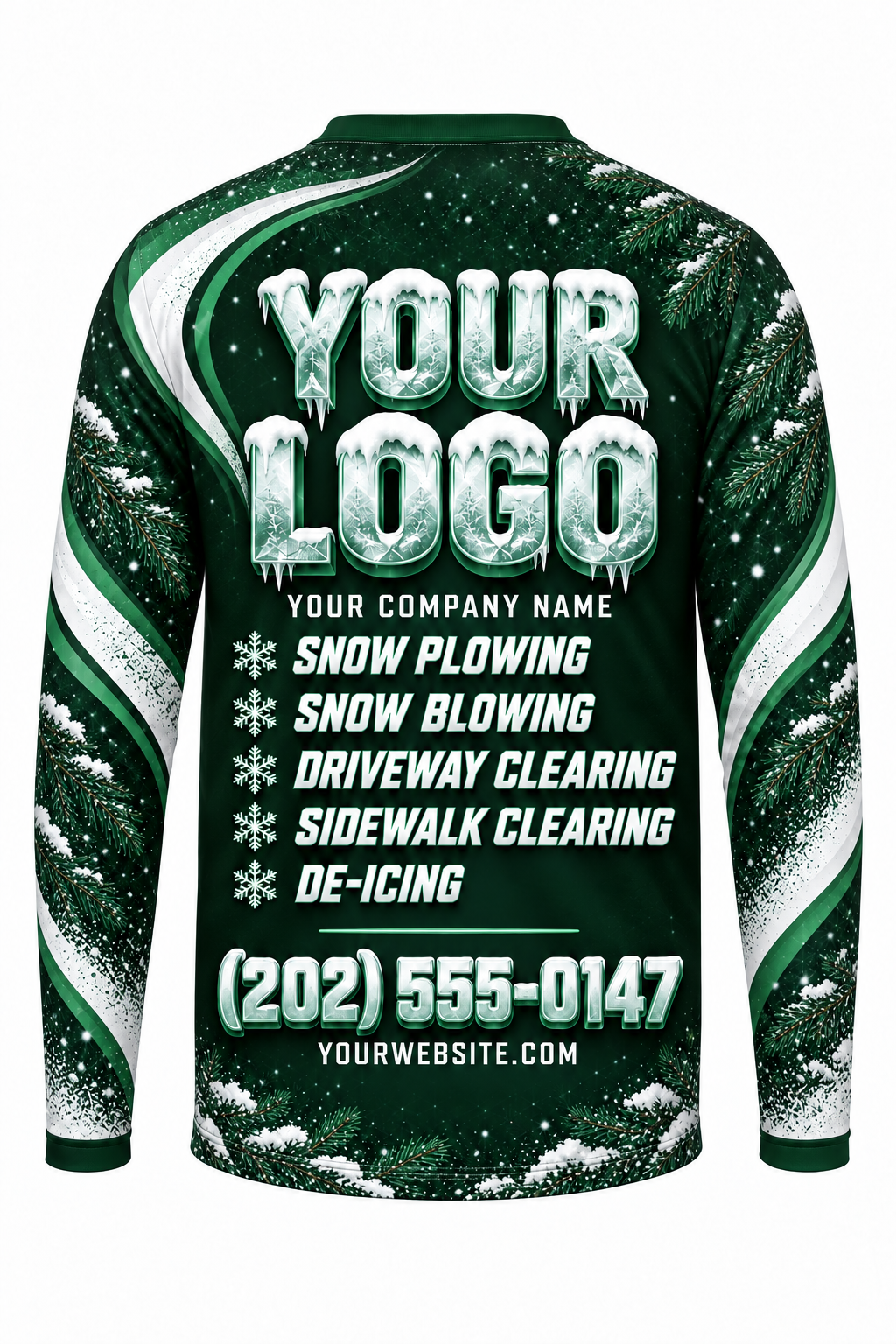 Pine Guard A custom snow removal crew uniform, long sleeve back view