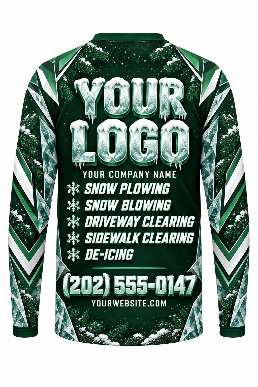Pine Guard B custom snow removal crew uniform, long sleeve back view