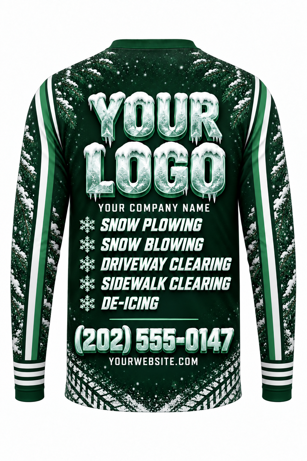 Pine Guard C custom snow removal crew uniform, long sleeve back view