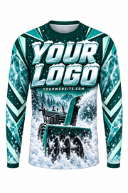 Teal Glacier B custom snow removal crew uniform, long sleeve front view