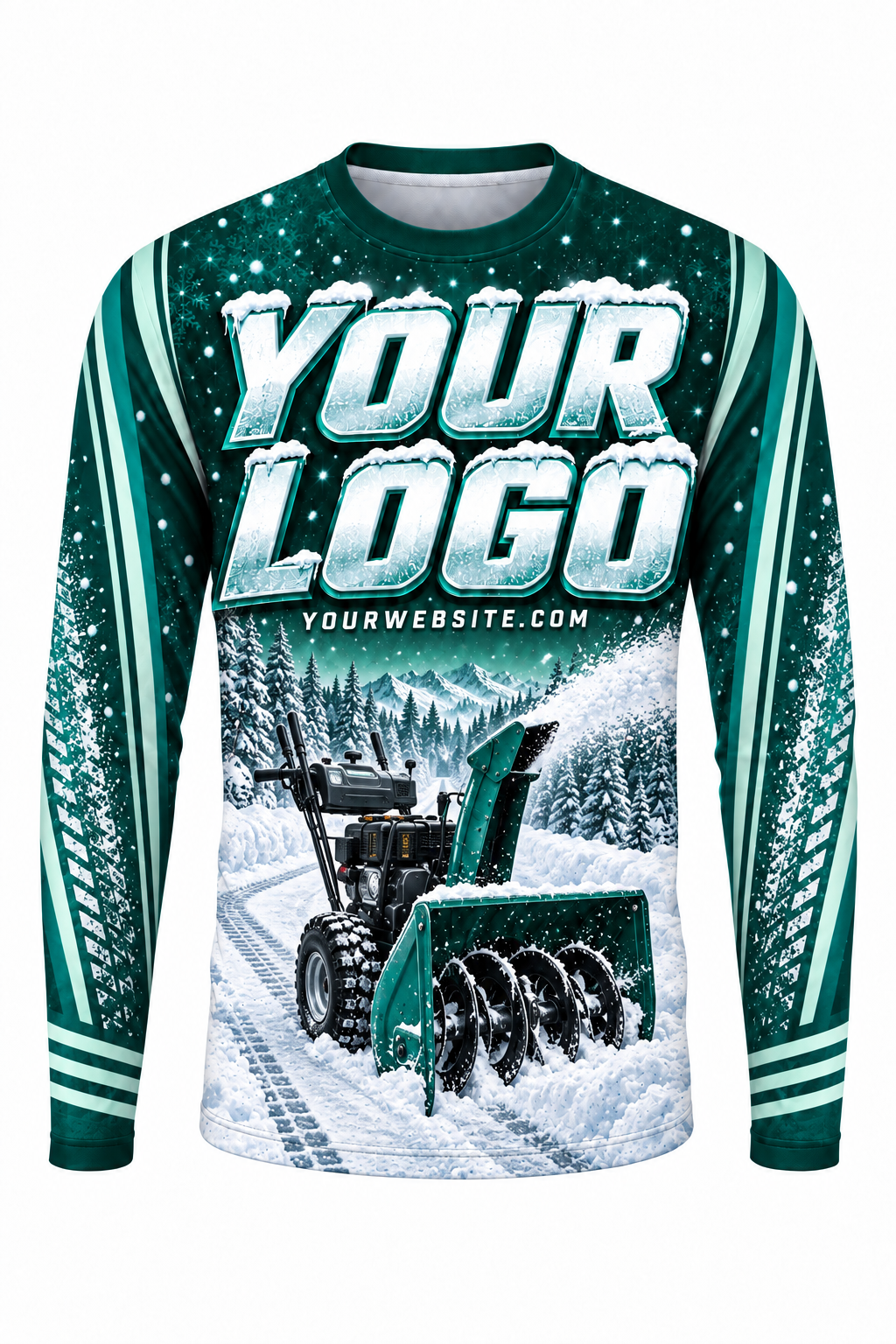 Teal Glacier C custom snow removal crew uniform, long sleeve front view