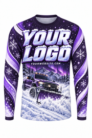 Violet Aurora A custom snow removal crew uniform, long sleeve front view
