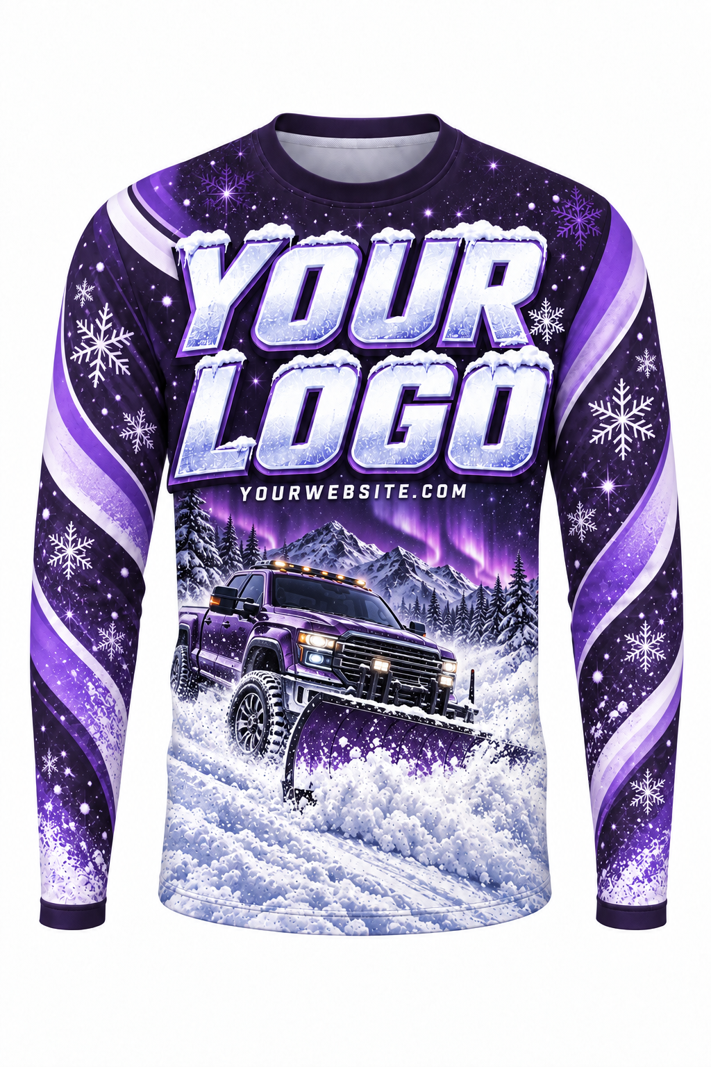 Violet Aurora A custom snow removal crew uniform, long sleeve front view