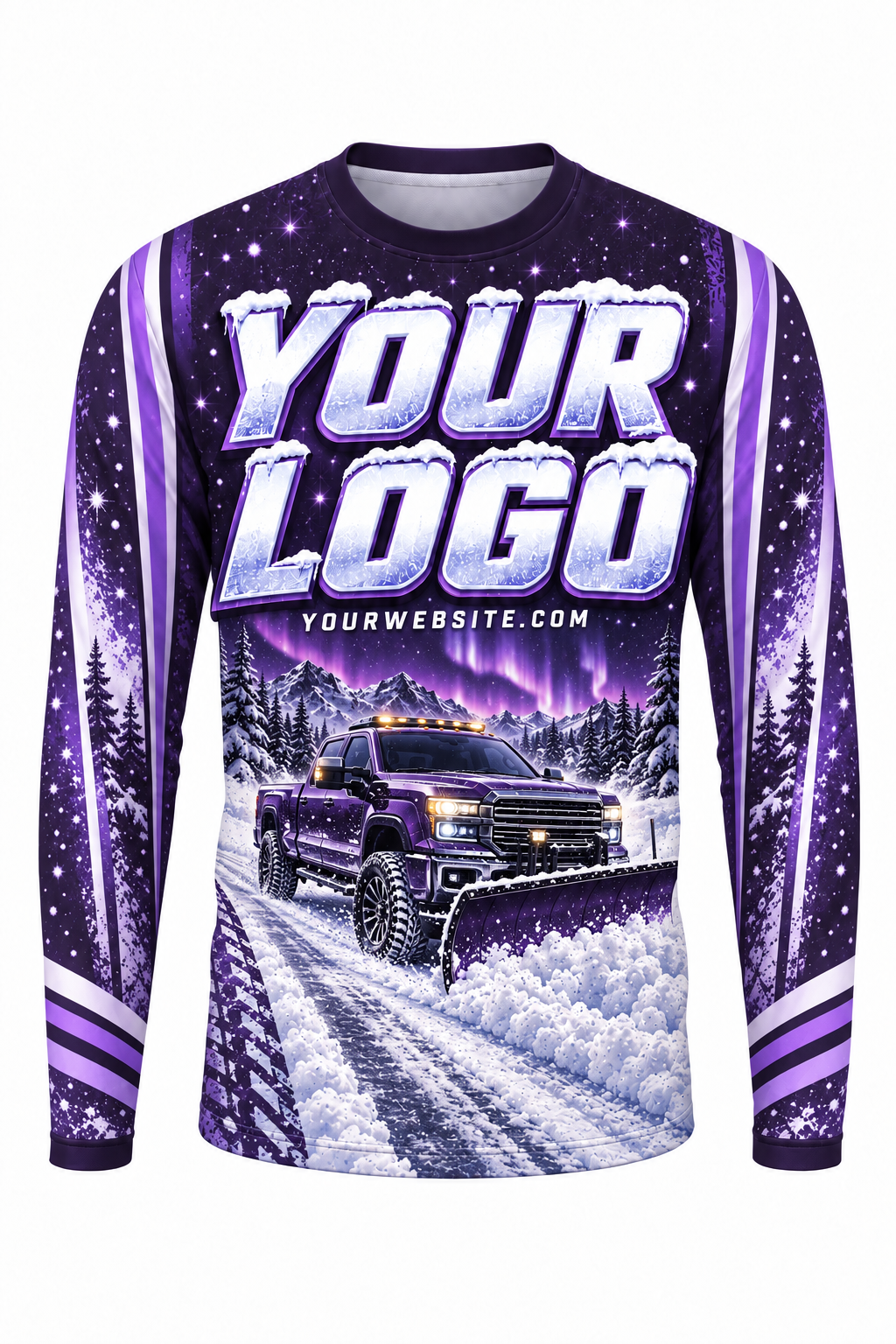 Violet Aurora C custom snow removal crew uniform, long sleeve front view