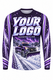 Violet Aurora C custom snow removal crew uniform, long sleeve front view