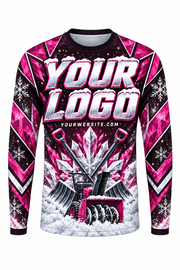 Magenta Blizzard B custom snow removal crew uniform, long sleeve front view