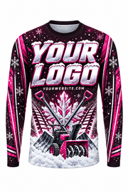 Magenta Blizzard C custom snow removal crew uniform, long sleeve front view