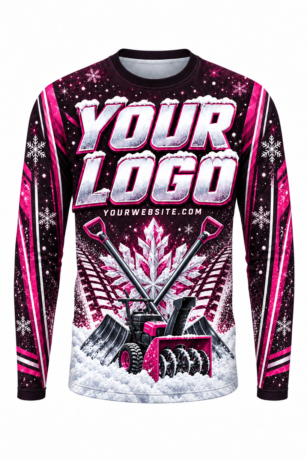 Magenta Blizzard C custom snow removal crew uniform, long sleeve front view