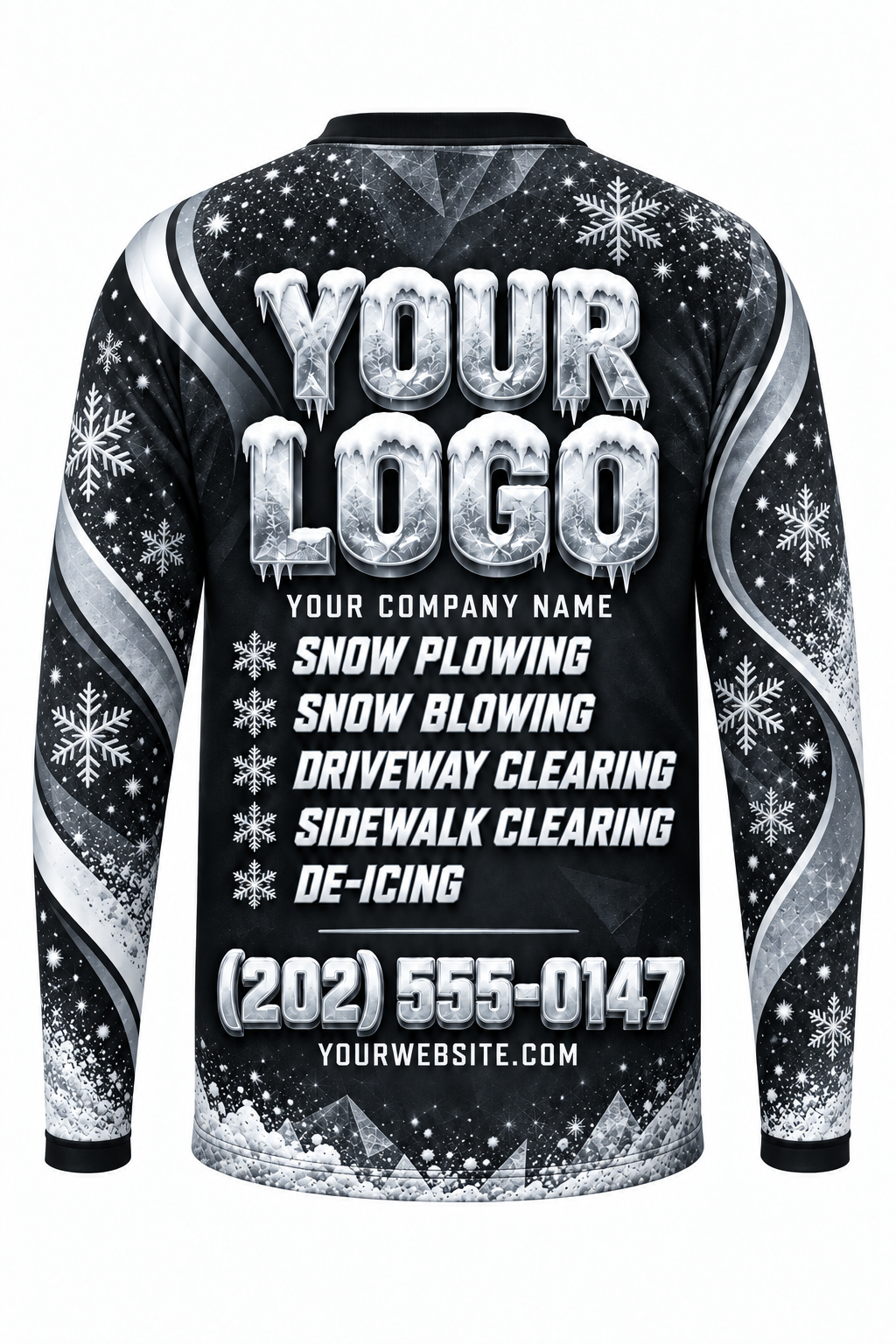 Graphite Ice A custom snow removal crew uniform, long sleeve back view